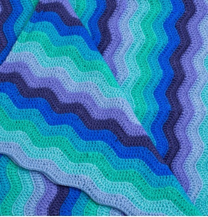 Ripple Baby Blanket Sky - Hand Crocheted