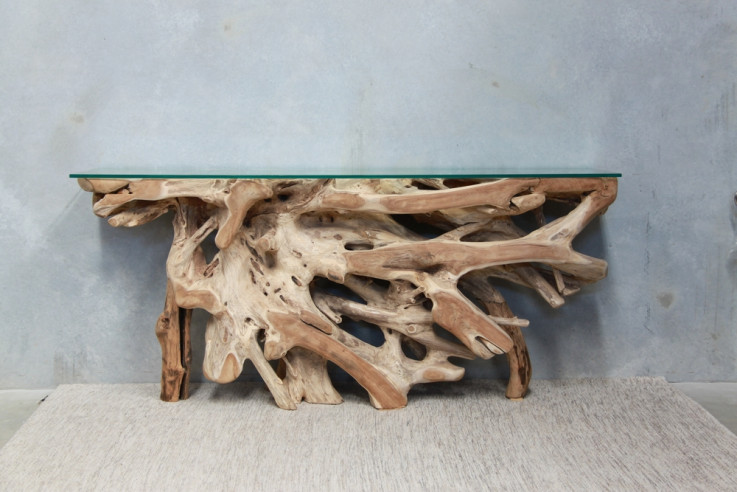 Wooden Handcarved Root Console Table