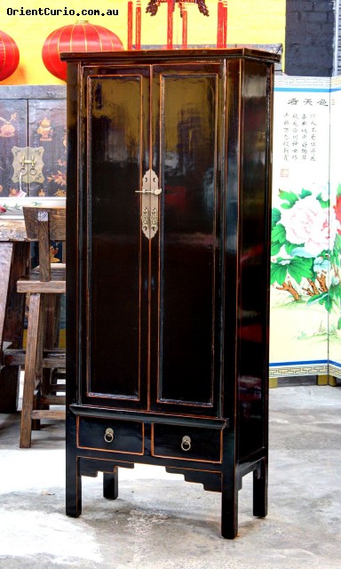 Black Lacquer 2 Door Chinese Style Small