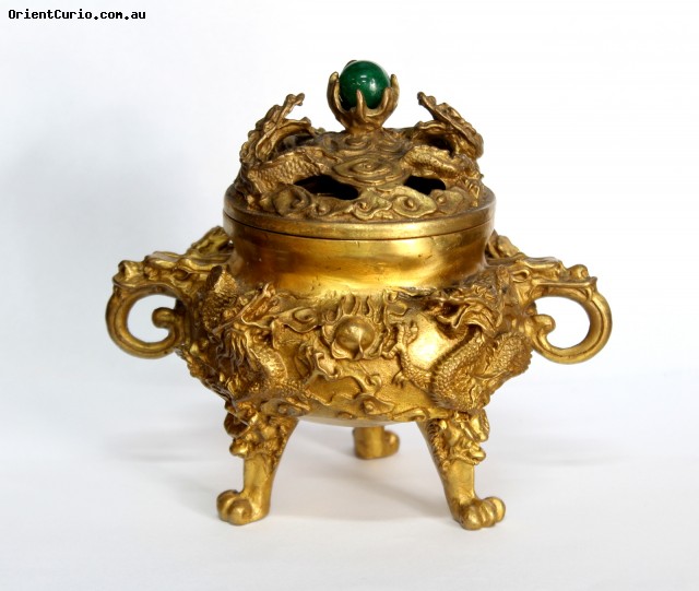 Brass Incense Burner Bowl with Double Dr
