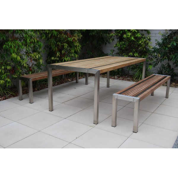 Teak and SS Dining bench 225cm