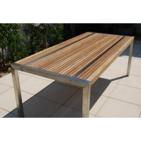 Teak and SS Dining table 240x90cm