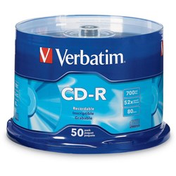 VERBATIM RECORDABLE CD'S CD-R 80Min 52X 