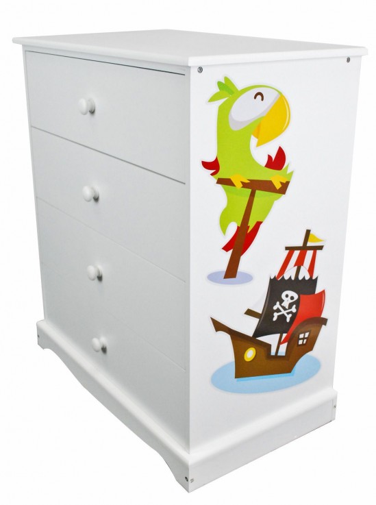 Childrens White Chest of Drawers |Pirate