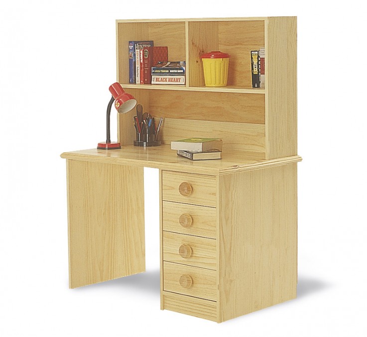 Pedestal desk with small bookcase 