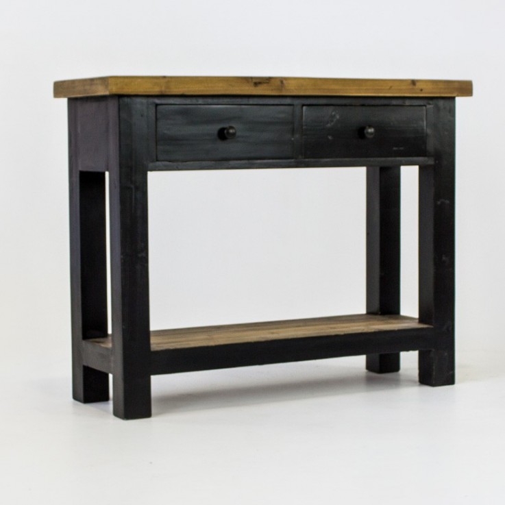 Beach console with 2 drawers in black