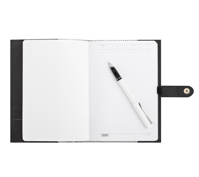 TEXTURED A5 LEATHER NOTEBOOK: BLACK