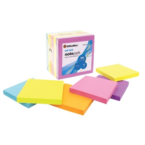 OfficeMax Self-Stick Notes Brights 76x76