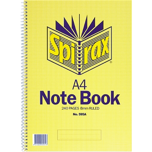Spirax A4 Spiral Notebook 7mm Ruled 240 