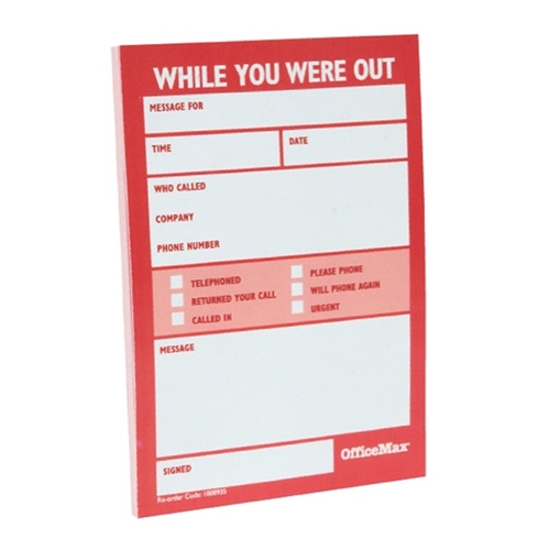 OfficeMax While You Were Out Message Pad