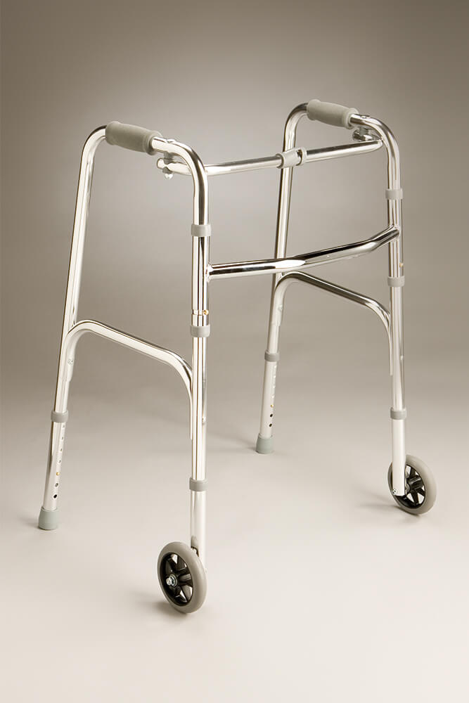 Folding Walking Frame with Fixed Wheels 