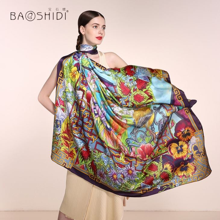 100%silk Satin Design Digital Print Silk Scarf46