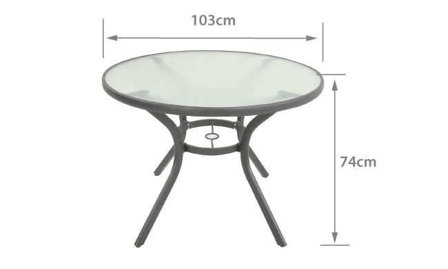 Peony 105cm Charcoal Aluminium Table