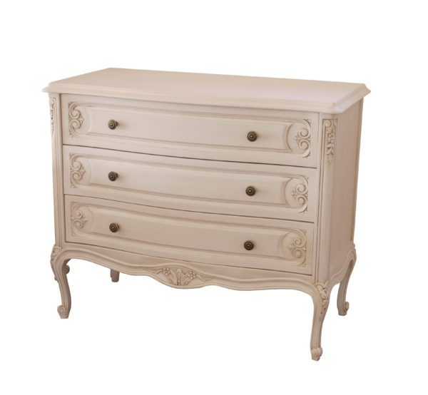 LOUIS XV CHEST OF 3 DRAWERS ANTIQUE WHIT