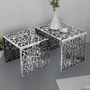 Two Piece Side Tables Square Aluminium