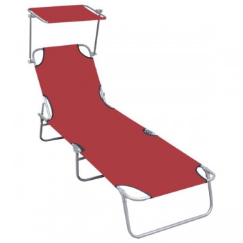 Folding Sun Lounger with Canopy