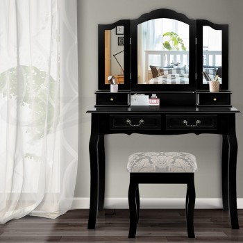 Artiss Dressing Table with Mirror - Blac