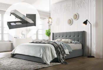 King Sized Winged Fabric Bed Frame with 
