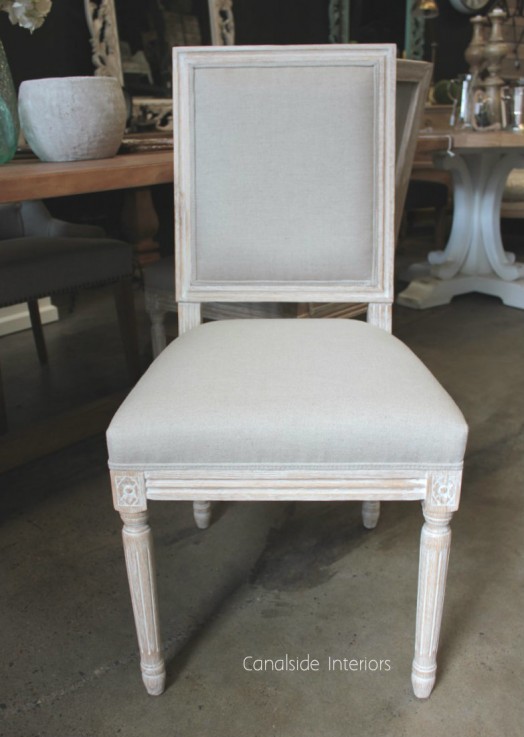 Tyrion Dining Chair - Whitewash with cre
