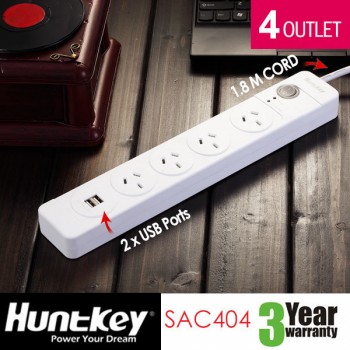 Huntkey Power Board 4 sockets 2 USB