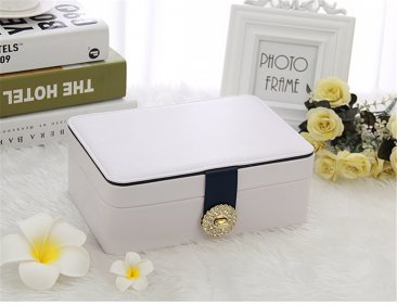 White Jewelry Box Rings Watch Faux Leath