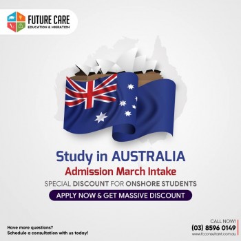Study In Australia Special Discount for ONSHORE Students, Apply Now For Massive Discounts