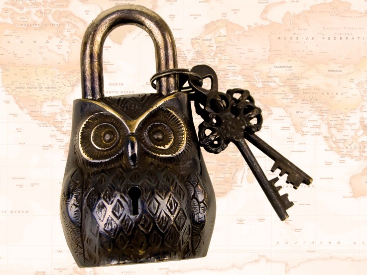 Padlock – Owl Brass Antique Finish