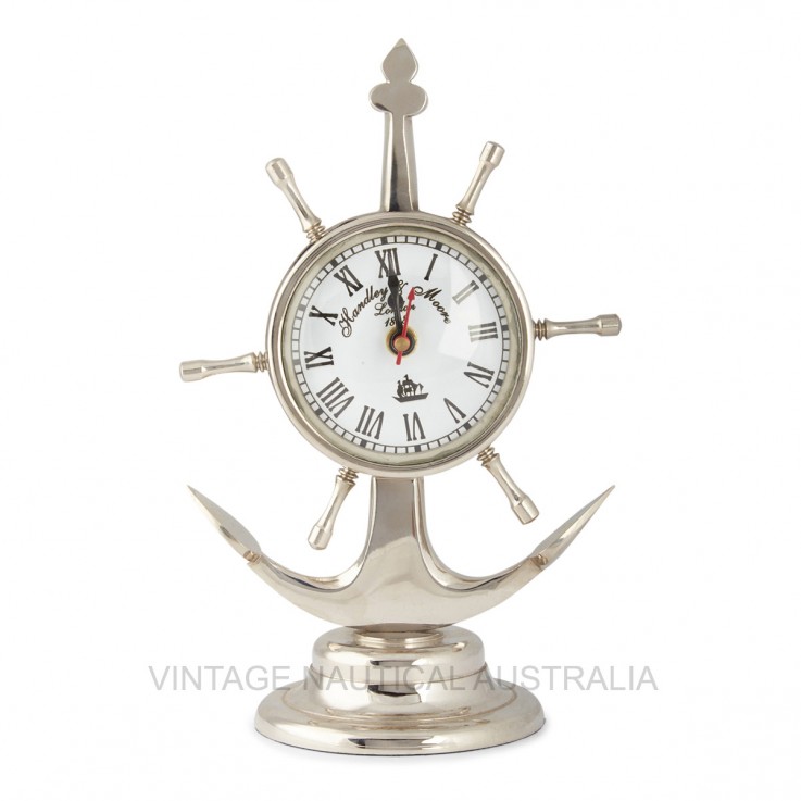 Table Clock – Anchor / Ship Wheel Antiqu