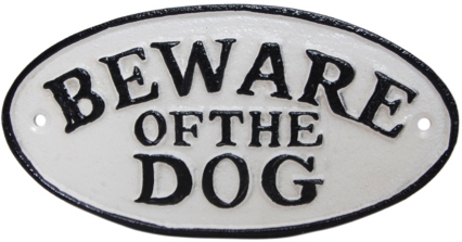 Beware of the Dog Sign Oval