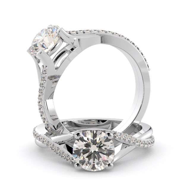 14K White Gold Diamond Twist Engagement 