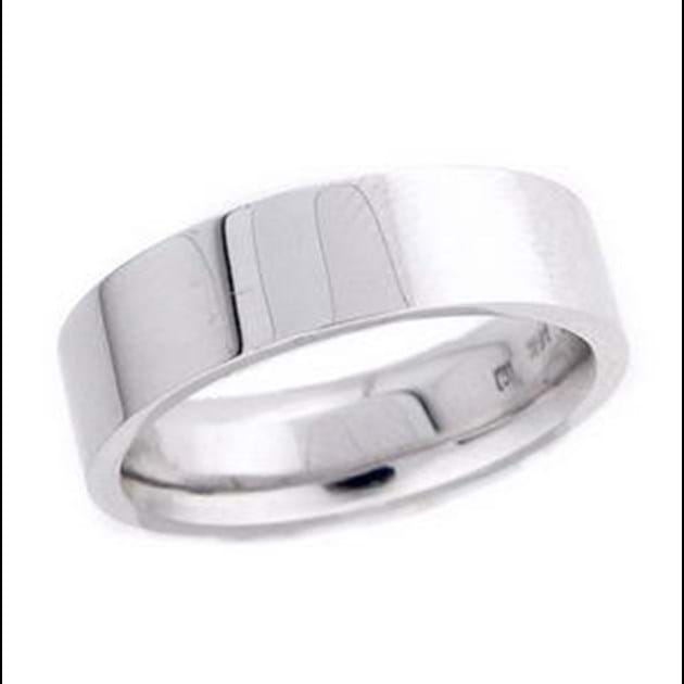 6 Mm 14K White Gold Wedding Ring 10.2 Gr