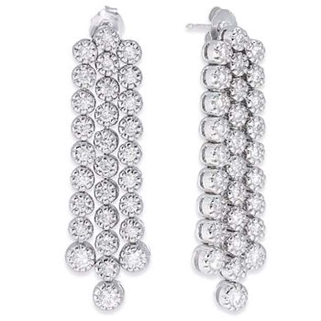 14K White Gold Diamond Drop Earrings 2 1