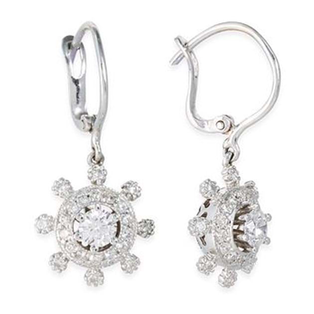 14K White Gold Diamond Drop Earrings 0.4