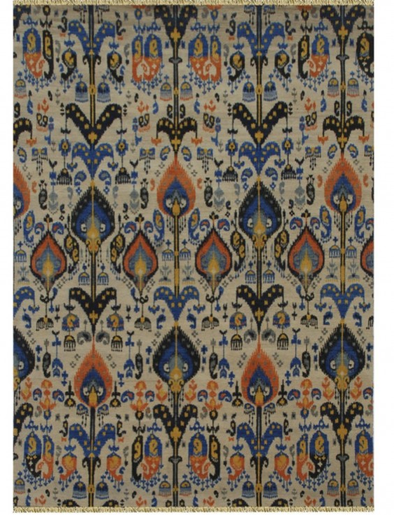 IKAT HAND KNOTTED 10/10 WOOL RUG