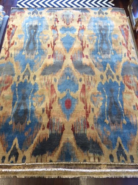 IKAT WOOL RUG BLUE/YELLOW/RED