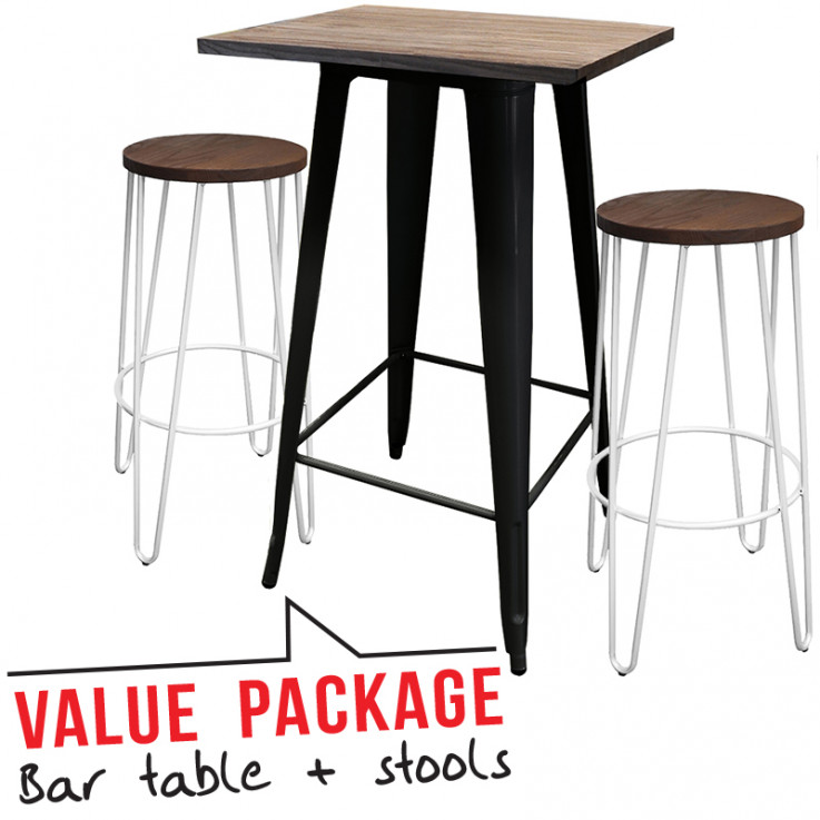 Tolix Bar Table – Small & Two Hairpin Ba