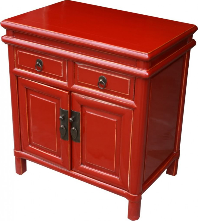 Red Lacquered Bedside Table