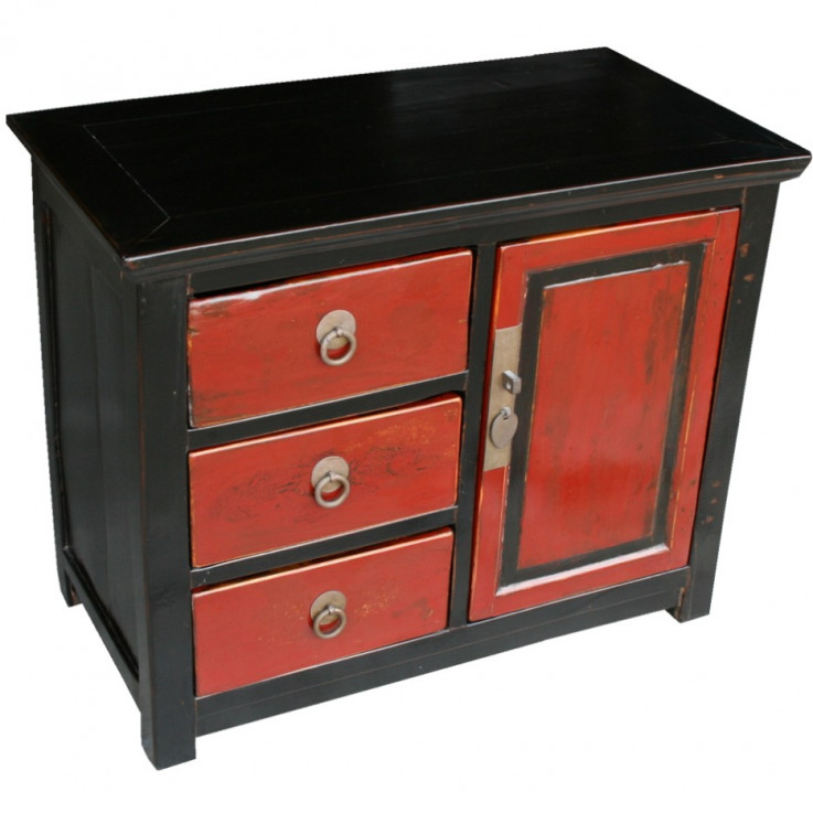 Red and Black Bedside Table