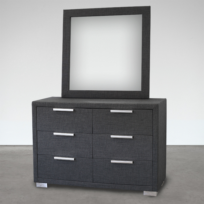 CITI CHARCOAL 6 DRAWER DRESSER WITH MIRR
