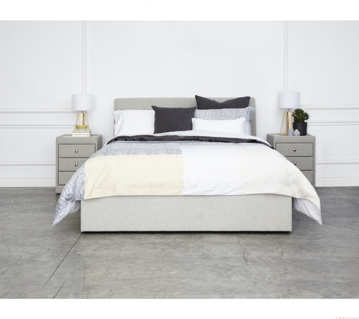 Burnham Upholstered Oatmeal Drawer Bed 