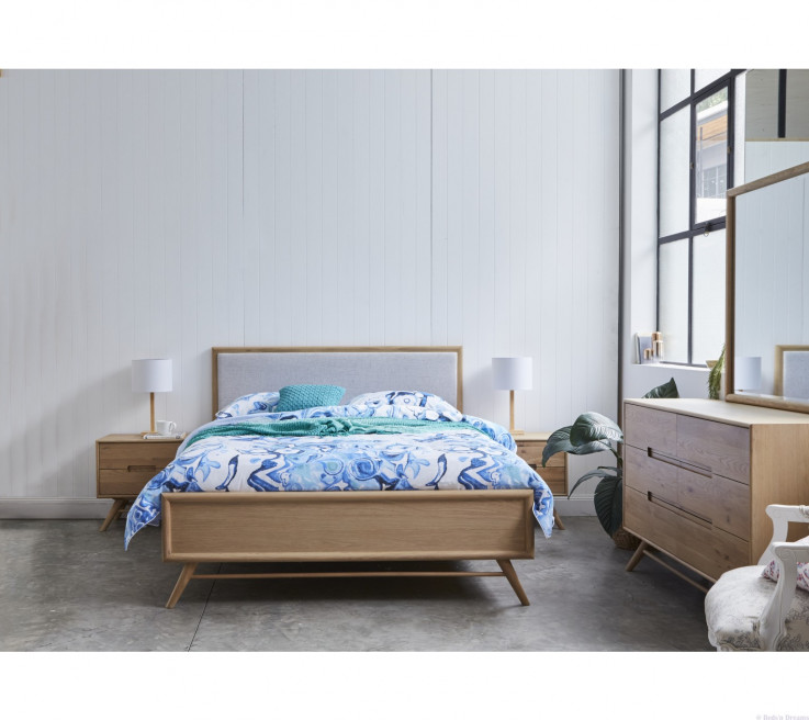 Nordic Hardwood & Upholstered Bed