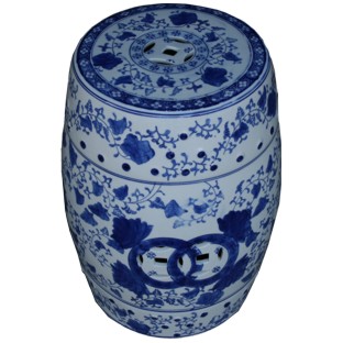 Ceramic Blue and White Drum Stool